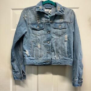 Ci Sono Sky Blue Ripped Denim Jacket